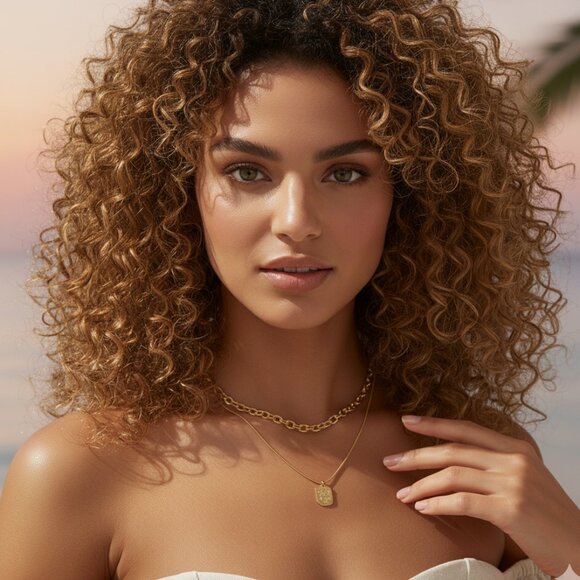 πMinimalist Chic Luxe Layered Necklace Set 18K Gold Plated Stainless Steel - Picture 3 of 13